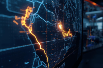 A detailed digital route map of the Saudi Landbridge Project 2026 showing the new railway line connecting Jeddah Islamic Port to King Abdul Aziz Port in Dammam.