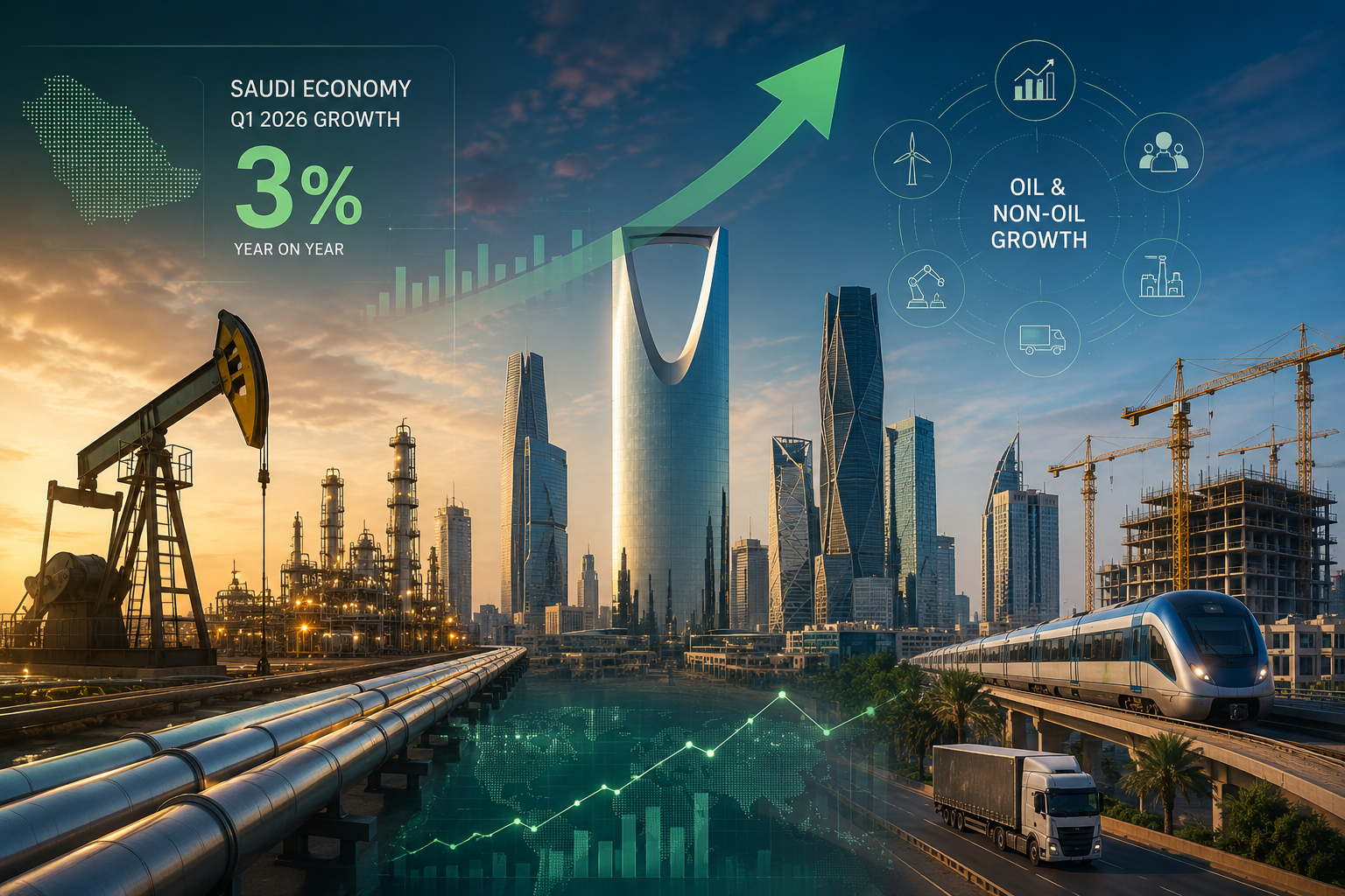 Saudi Economy Expands 3% as Oil and Non-Oil Sectors Advance Together